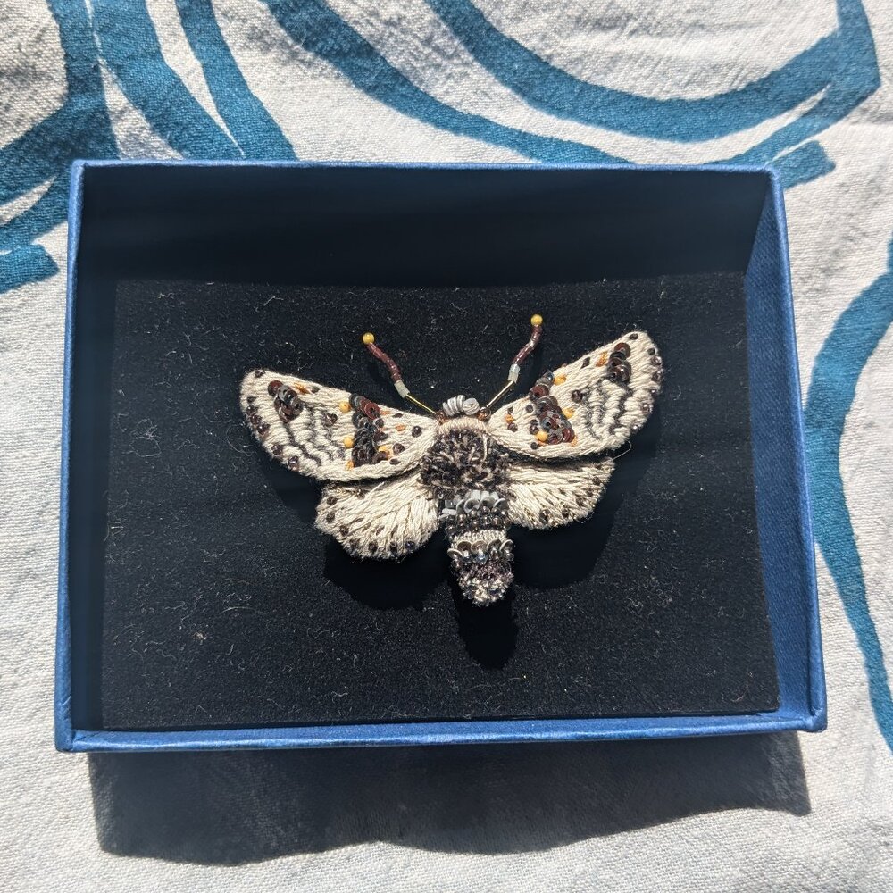 Trovelore Embroidered Moth Brooch